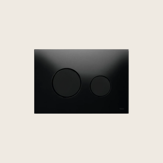 Tece teceloop 9240657 placca wc 2 pulsanti in vetro nero con tasti tondi neri