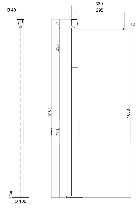 Antonio Lupi Indigo Miscelatore a Pavimento Grafite Nd902gr