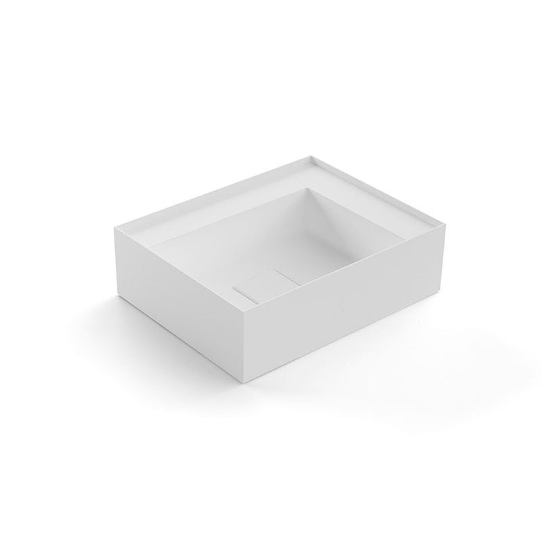 Antonio Lupi Graffiom45 Lavabo 45x35 In Flumood Bianco ambientato su piano bagno con accessori - Antonio Lupi Design