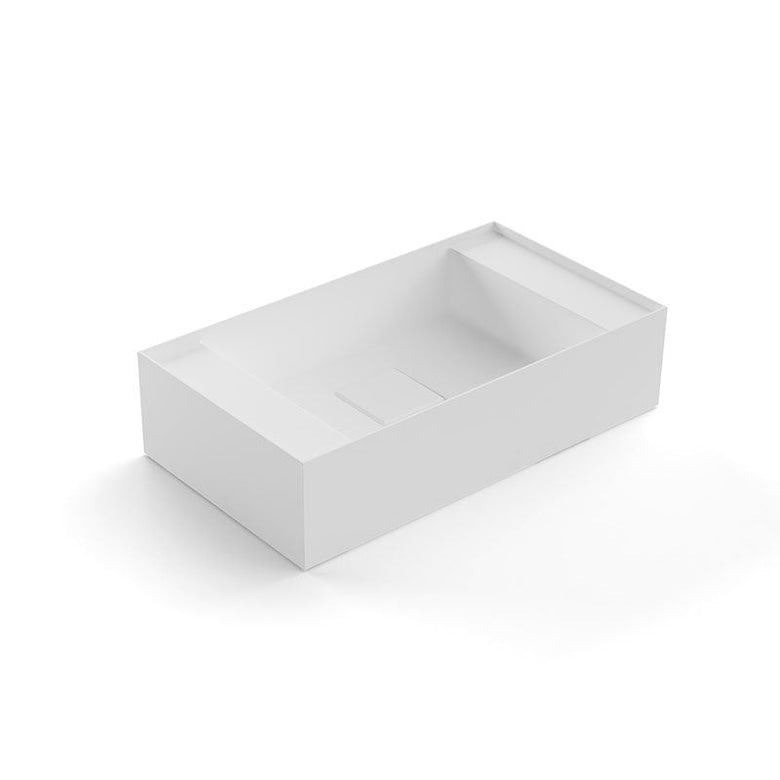 Antonio Lupi Graffiom30 Lavabo 54x30 Da Appoggio In Flumood ambientato su piano bagno con accessori - Antonio Lupi Design