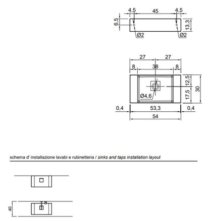 Antonio Lupi Graffiom30 Lavabo 54x30 Da Appoggio In Flumood Bianco
