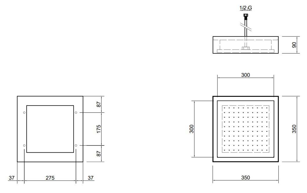Antonio Lupi fuorimeteo Soffione 35x35 A Soffitto Bianco, dettaglio ravvicinato della finitura e del marchio - Antonio...