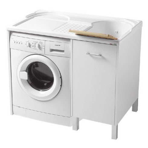 Colavene Domestica Mobile Con Vasca Lavapanni In Abs A Destra 106x50x90 Con Piedini Bianco