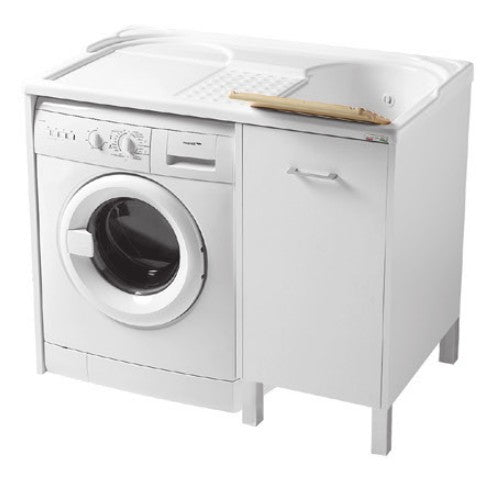 Colavene Domestica Mobile Con Vasca Lavapanni In Abs A Destra 106x60x90 Con Piedini E Alloggio Lavatrice Bianco