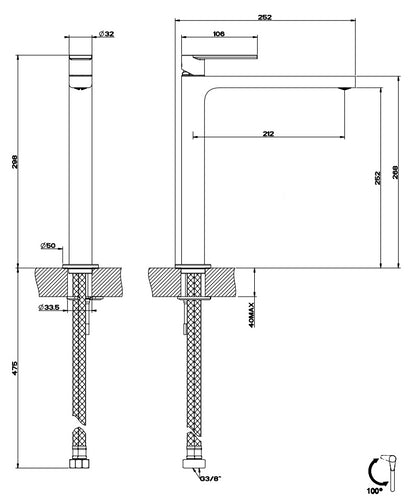 Miscelatore Monocomando Lavabo Alto Flessibili Di Collegamento Cromo Via Manzoni 38610 Emporio Gessi