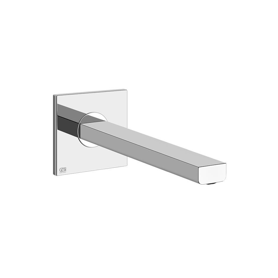 Gessi Via Manzoni Bocca a Parete Con Attacco Cromo Comando in lucido ambientato su piano bagno con accessori - Emporio Gessi