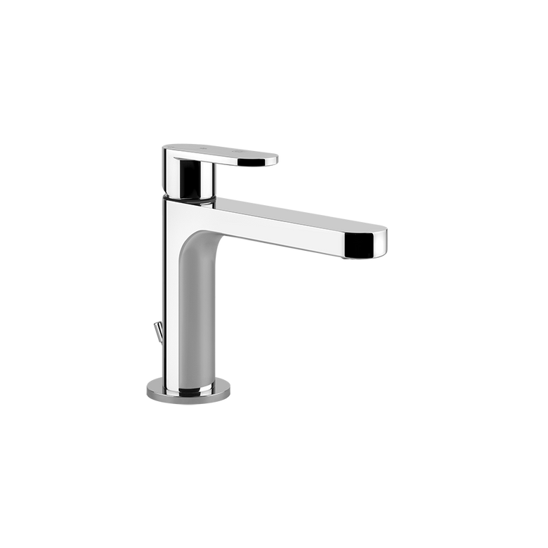 Emporio Gessi Via Bagutta Miscelatore Monocomando Lavabo in lucido ambientato su piano bagno con accessori