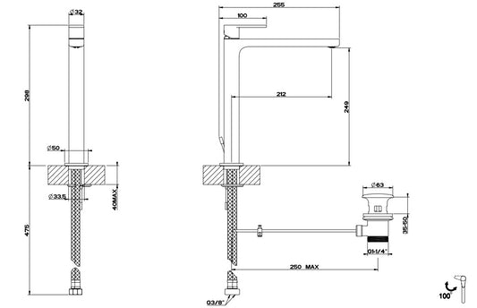 Miscelatore Monocomando Lavabo Alto Con Piletta Cromo Via Bagutta 29906 Emporio Gessi