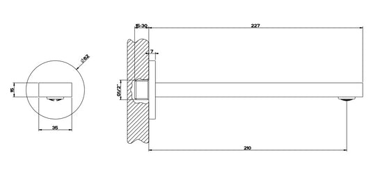 Bocca lavabo a parete alimentata con comando remoto non incluso cromo via bagutta 35900 Emporio Gessi