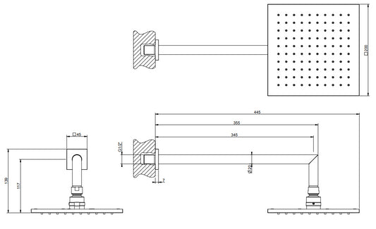 Soffione Doccia 20x20 con braccio a Parete orientabile Anticalcare Cromo Shower 472860 Gessi Emporio