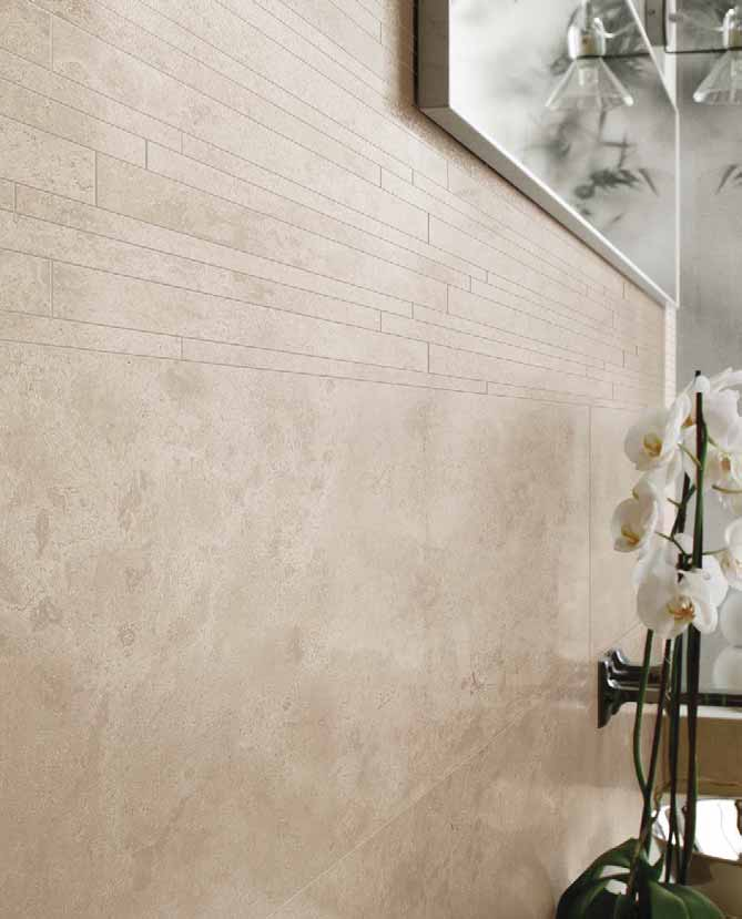 Cerim Material Stones Pavimento Rivestimento 40x80 Cm in ambientazione completa, vista d'insieme della stanza