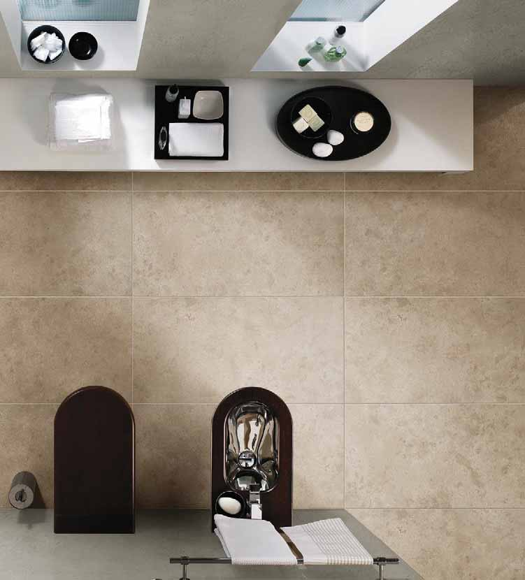 Cerim Material Stones Pavimento Rivestimento 60x120 Cm posata in ambiente arredato, dettaglio della venatura