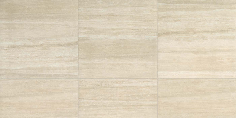 Cerim Timeless Pavimento Rivestimento 60x120 Cm Rettificato Trevertino Lucido posata in ambiente arredato, dettaglio...