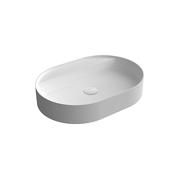 Antonio Lupi Simplovale Lavabo 45x63 Ovale Da Appoggio In in naturale ambientato su piano bagno con accessori - Antonio...