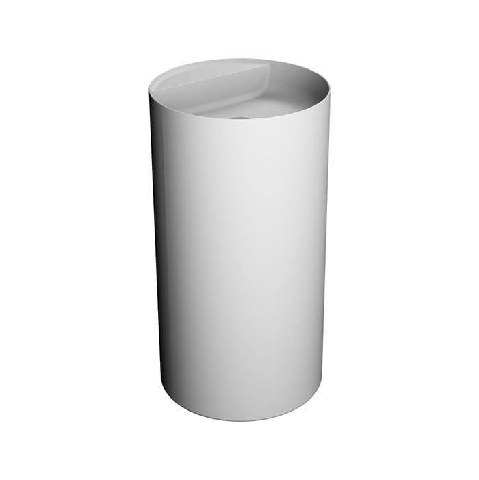 Antonio Lupi Simplo85 Lavabo 45 cm Freestanding In Flumood ambientato su piano bagno con accessori - Antonio Lupi Design
