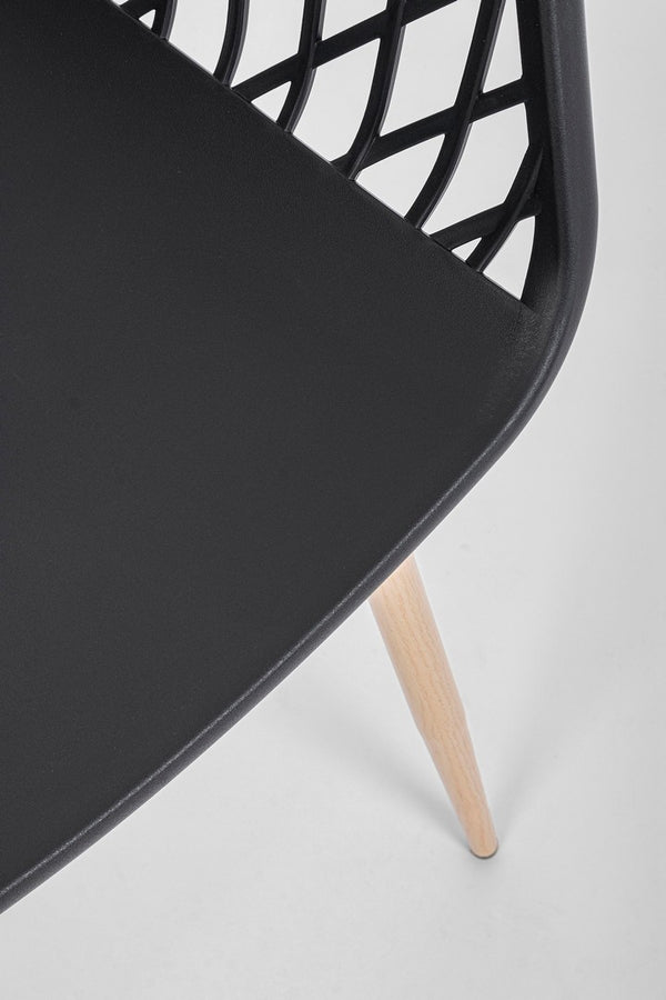 Andrea Bizzotto Optik sedia di design con gambe in acciaio effetto legno e plastica nero