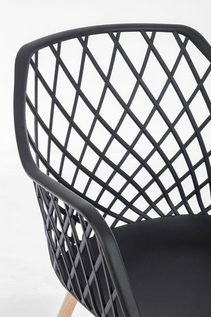 Andrea Bizzotto Optik sedia di design con gambe in acciaio effetto legno e plastica nero