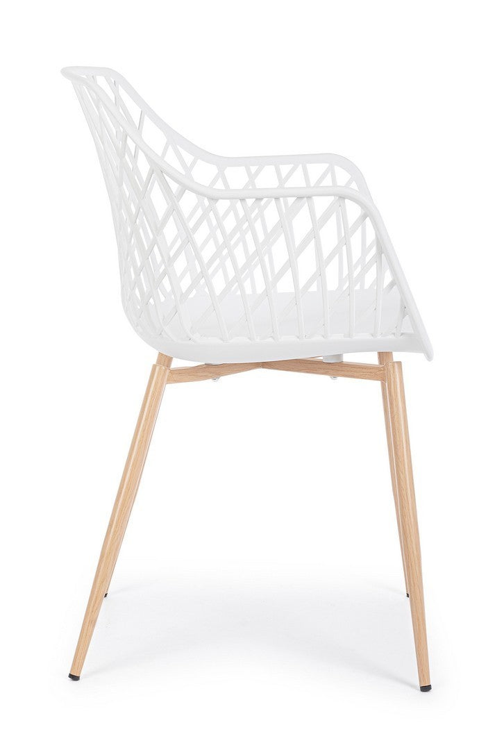 Andrea Bizzotto Optik sedia di design con gambe in acciaio, dettaglio ravvicinato dei materiali