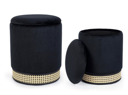Andrea Bizzotto Milena Set 2 Pouf Contenitore effetto velluto Nero