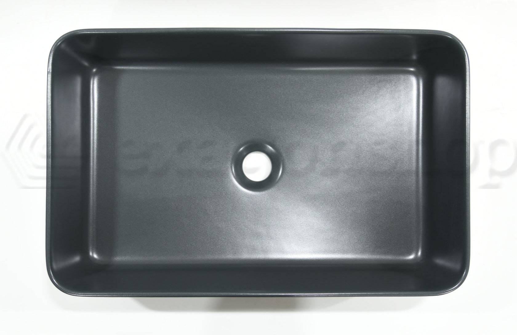 Lavabo 55x36 Rettangolare seconda scelta Basalto Matt, vista laterale del profilo e della forma - Nic Design