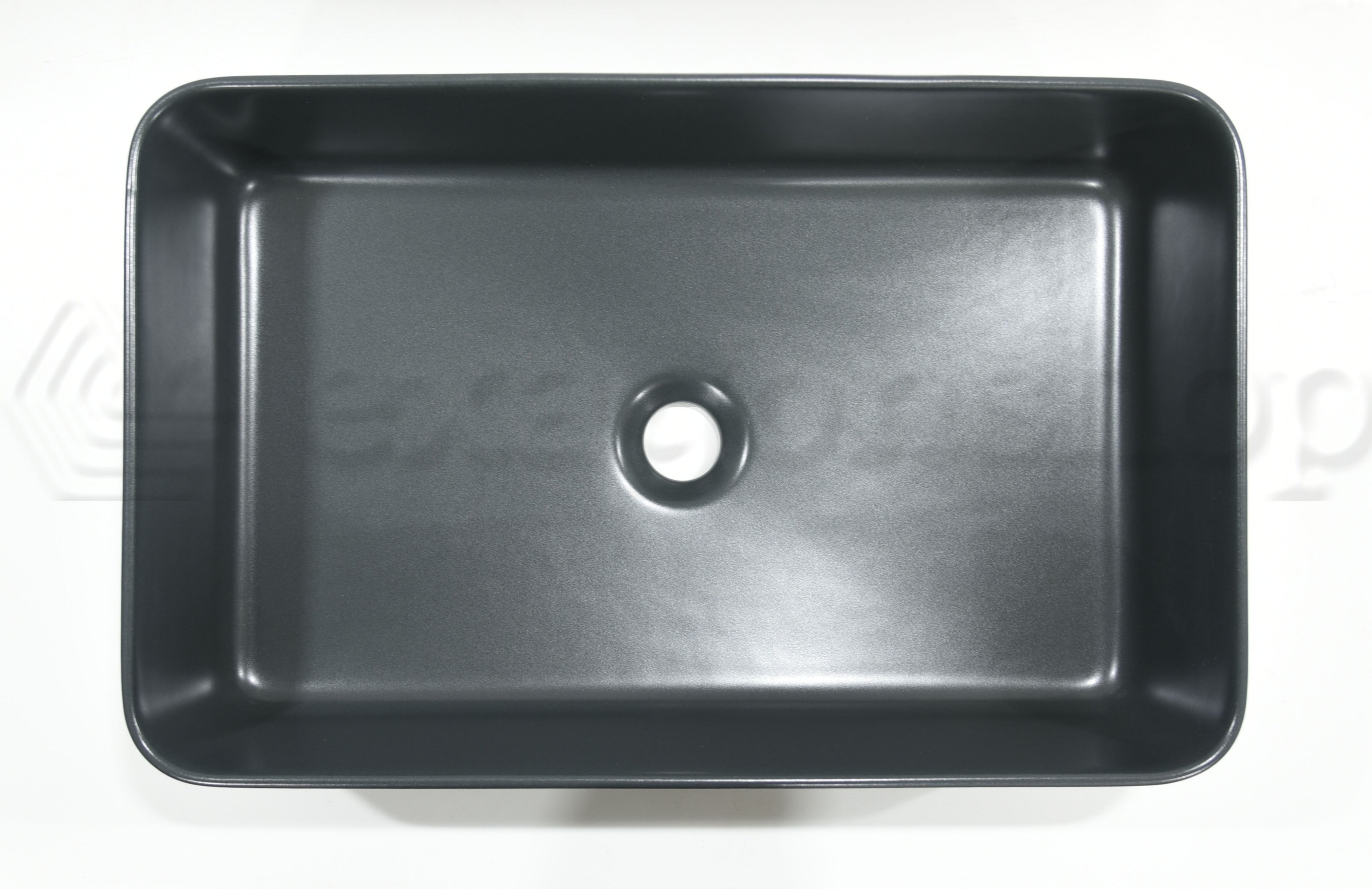 Lavabo 55x36 Rettangolare seconda scelta Basalto Matt, vista laterale del profilo e della forma - Nic Design