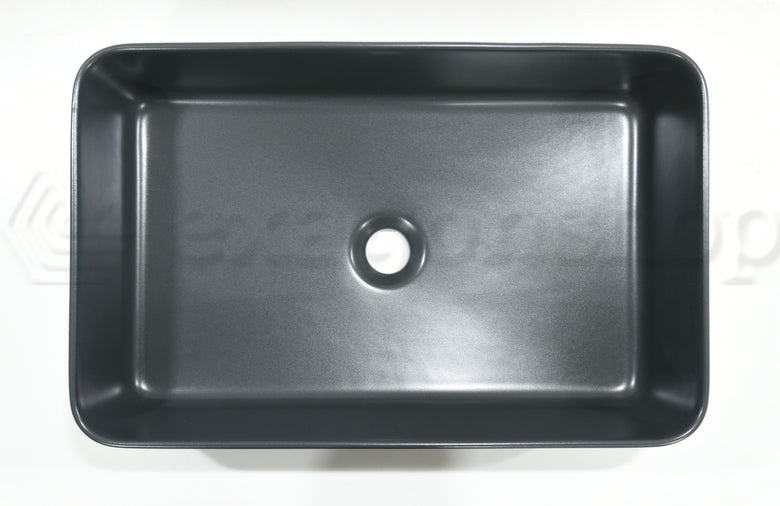 Lavabo 55x36 Rettangolare seconda scelta Basalto Matt, vista laterale del profilo e della forma - Nic Design