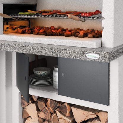 Palazzetti Faro New Barbecue A Legna Da Esterno Giardino Terrazza con cappa in metallo