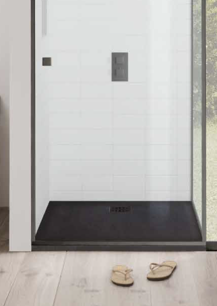 Globo Docciapietra Piatto doccia 80x80 cm H 3 reversibile in resina e opaco visto dall'alto con superficie e piletta di...