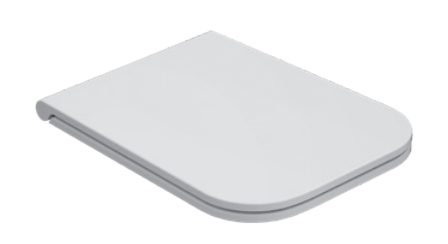 Ceramica Globo Stone Sedile Per Vaso Chiusura Rallentata in lucido ambientato su piano bagno con accessori