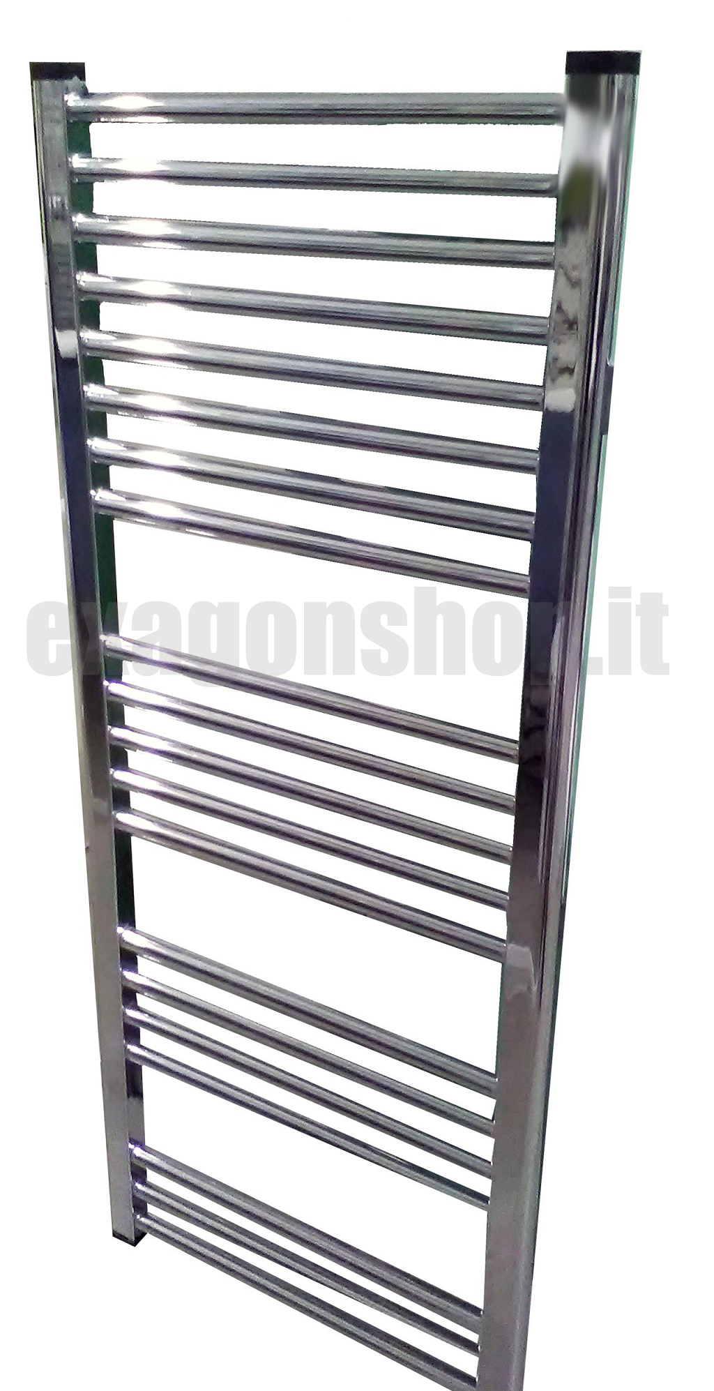 Lazzarini Bolzano Scaldasalviette 1188x500 dritto 345W cromo Cromato, vista laterale che mostra profilo e dimensioni