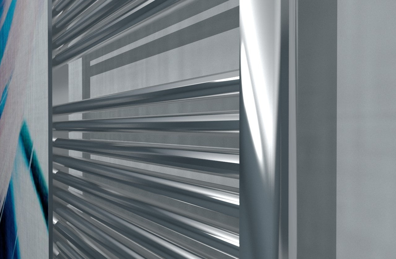Lazzarini Bolzano Scaldasalviette 1188x500 dritto 345W cromo Cromato, dettaglio del pannello comandi e della bocca di carico