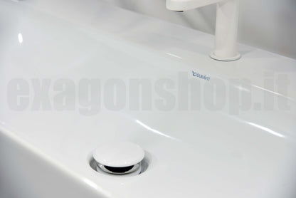 Lavabo 100x47 Rettificato da appoggio monoforo senza troppopieno con piletta e tappo in ceramica bianco Durasquare 2353100071 Duravit