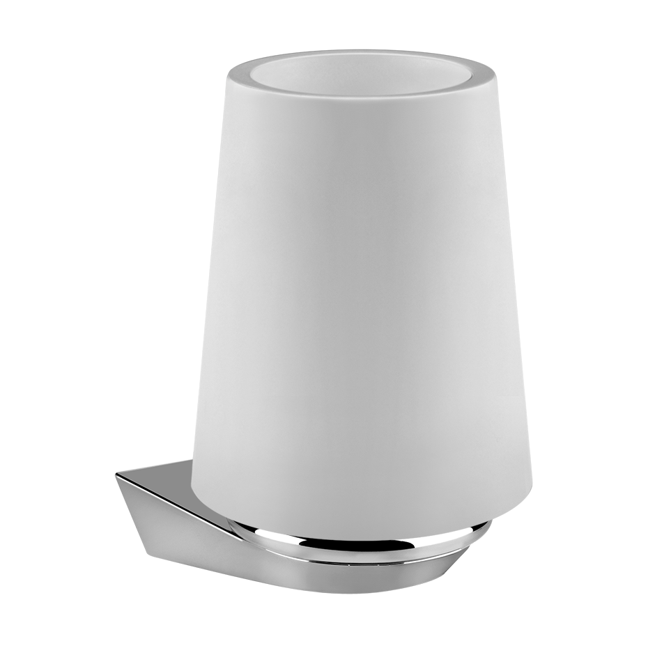 Bicchiere porta spazzolini a Muro bianco cromo Cono Gessi Cromo Lucido montato a parete, vista del design e della finitura