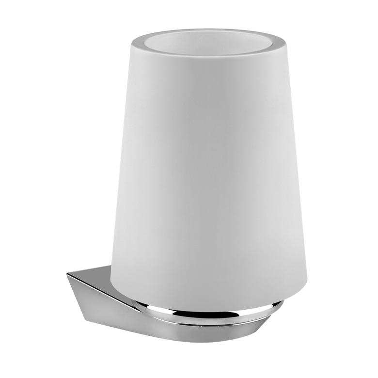 Bicchiere porta spazzolini a Muro bianco cromo Cono Gessi Cromo Lucido montato a parete, vista del design e della finitura