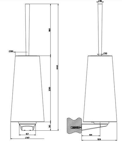 Porta Scopino wc a Muro cromo Cono 45419 Gessi