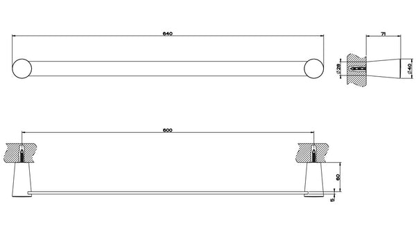 Porta asciugamani 64 Cm a muro cromo Cono 45503 Gessi