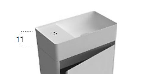 Lavabo lavamani 25x45 scarico a destra In Flumood Simplomani versione A Antonio Lupi