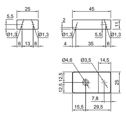 Lavabo lavamani 25x45 scarico a destra In Flumood Simplomani versione A Antonio Lupi