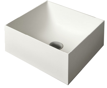 Antonio Lupi Stratos3 Lavabo 40X40 rettificato In Flumood ambientato su piano bagno con accessori - Antonio Lupi Design