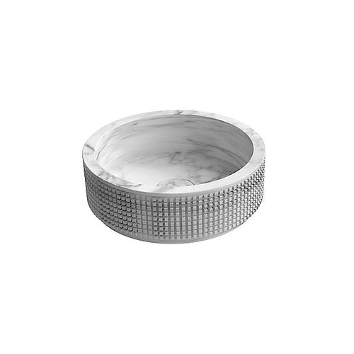 Antonio Lupi Pixel45 Lavabo 45 cm Da Appogio in Marmo in naturale ambientato su piano bagno con accessori - Antonio Lupi...