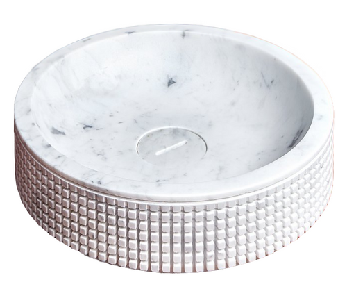 Antonio Lupi Pixel45 Lavabo 45 cm Da Appogio in Marmo, vista frontale su sfondo bianco - Antonio Lupi Design
