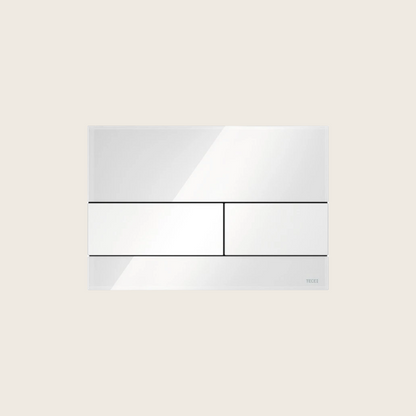 Tece TECEsquare 9240800 placca di comando wc a doppio scarico in cristallo bianco e tasti bianchi