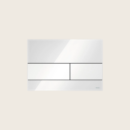 Tece TECEsquare 9240800 placca di comando wc a doppio scarico in cristallo bianco e tasti bianchi