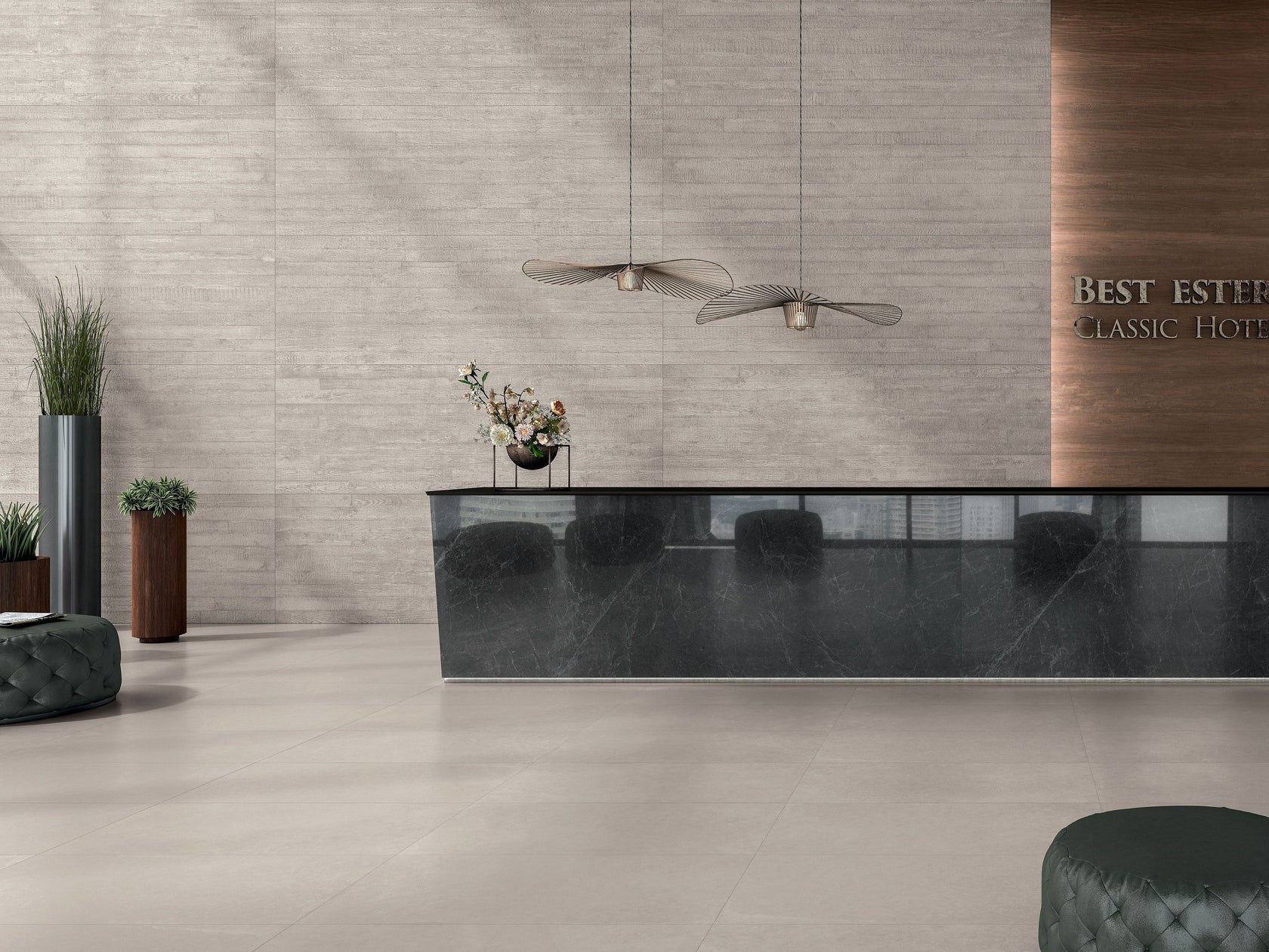 Cotto D'Este Kerlite Cement Project 5 Plus Pavimento in ambientazione completa, vista d'insieme della stanza - Cotto D...