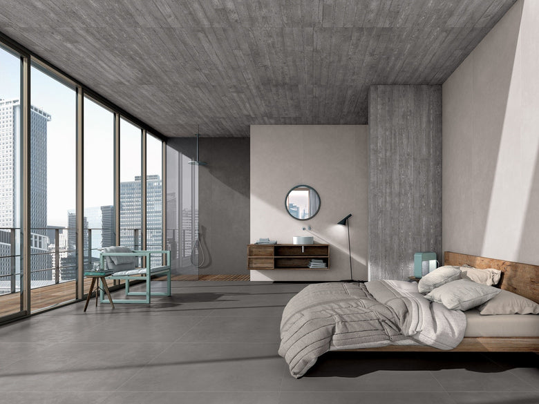 Cotto D'Este Kerlite Cement Project 5 Plus Pavimento in ambientazione completa, vista d'insieme della stanza - Cotto D...
