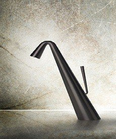 Miscelatore Monocomando per Lavabo completo di Piletta Nero Nero Opaco, vista laterale del profilo e della forma