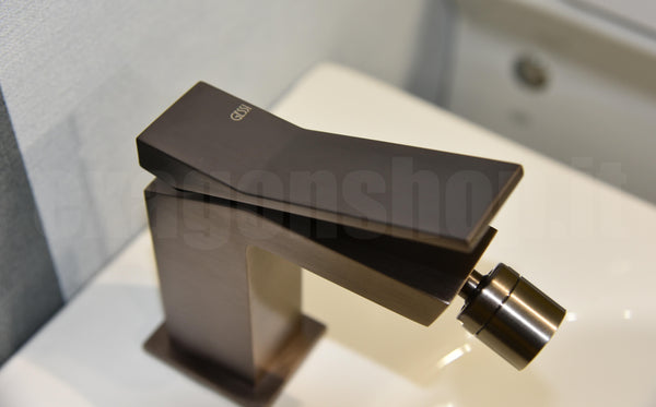 Gessi Rettangolo K Miscelatore Bidet con piletta black metal brushed 707 PVD 53007