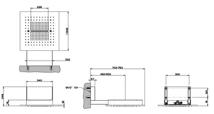 Soffione Multifunzione 50x50 a parete con Funzione Pioggia Cascata Misto Mirror Steel Minimali 57917 Gessi