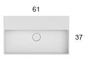 Ceramica Globo T-Edge Lavabo 61x37 Sospeso o da Appoggio visto dall'alto con scarico e interno visibili