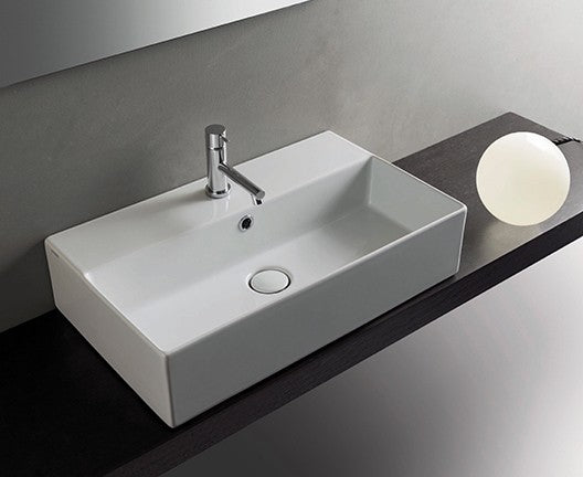 Ceramica Globo T-Edge Lavabo 61x37 Sospeso o da Appoggio, vista laterale del profilo e della forma